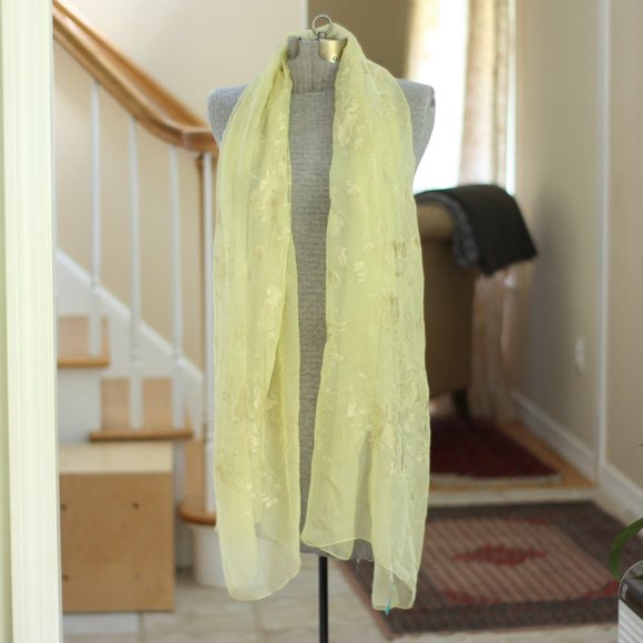CORNICI Metallic Gold and Celery Green Scarf - Picture 1 of 4